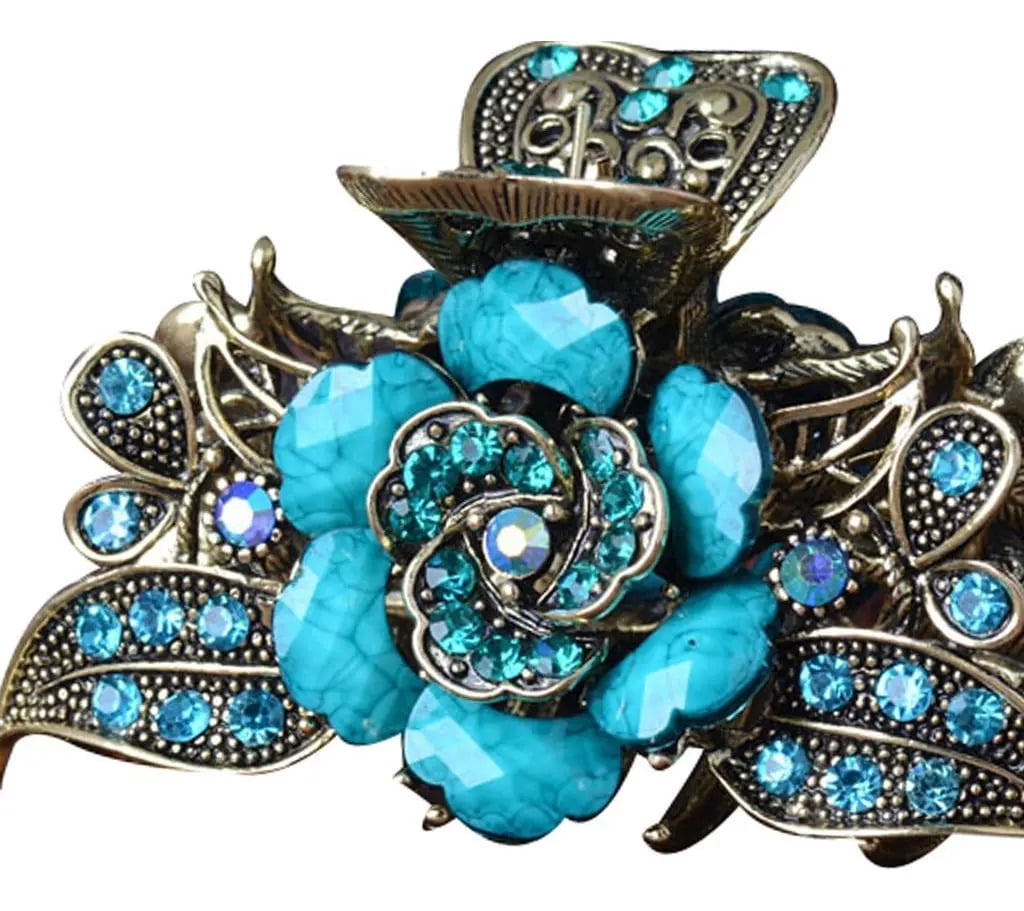 4 Antique Flower Shaped Hair Clips