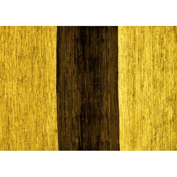 Ahgly Company Machine Washable Indoor Rectangle Abstract Yellow Modern Area Rugs, 2' x 5'