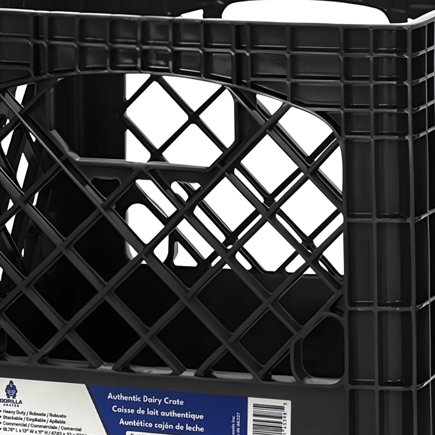 Gorilla Crates: Milk Crate: 16 Qt - Black - 13x13x11" Multi-Purpose Storage Solution, Stackable Organization, Heavy-Duty Plastic Bin, Built-In Handles
