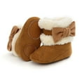 thumbnail image 3 of Infant Baby Girls Fleece Bowknot Booties Newborn Plush Snow Boots Winter Warm Shoes, 3 of 8