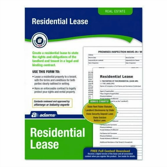 Residential Lease Form Sets with Instructions and Free Download, One-Part (No Copies), 8.5 x 11, 4 F | Bundle of 2