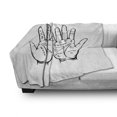 thumbnail image 2 of Palmistry Soft Flannel Fleece Blanket, Chiromancy Hands Typography with Palms and Cosmic Signs Reading Destiny, Cozy Plush for Indoor and Outdoor Use, 50" x 70", Charcoal Grey White, by Ambesonne, 2 of 5