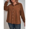thumbnail image 4 of Camisa de talla grande para mujer Botones de pana de manga larga Camisas casuales Abanopi Cárdigan de mujer, 4 of 7