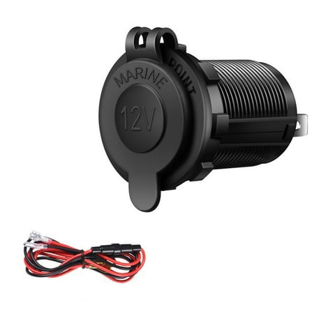 Wire Cigarette Lighter - 12V Waterproof Car Motorcycle Cigarette Lighter Power Socket Plug Outlet + Wire for GPS Cellphone MP3