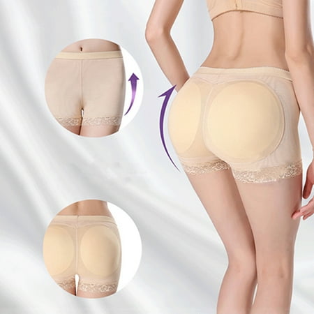 

YZdevelop Padded Boxers Panties Mid Waist Lift Hip Solid Color Lace Panties Woman Supplies