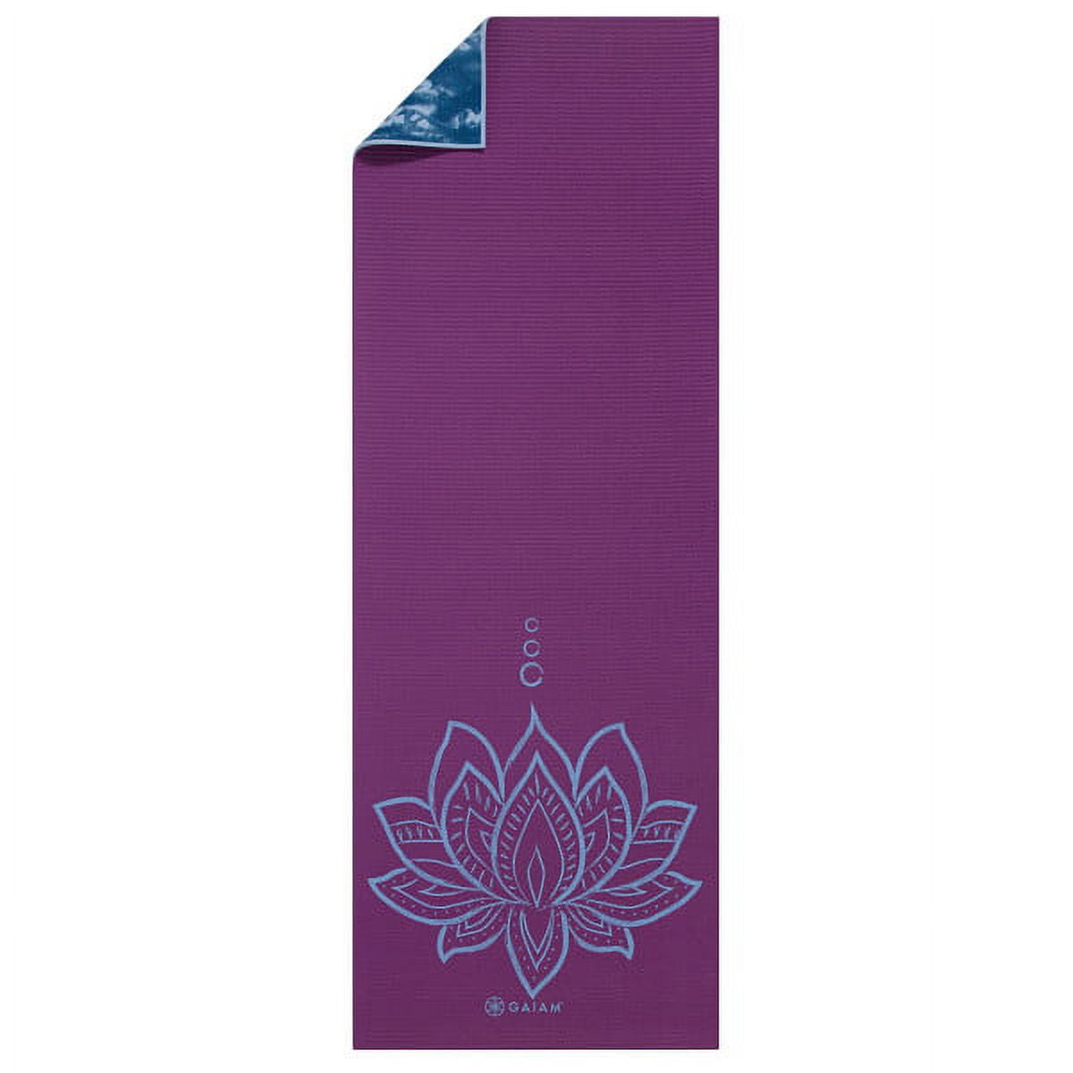 Gaiam Premium Print Reversible Yoga Mat, Purple Lotus, 6mm
