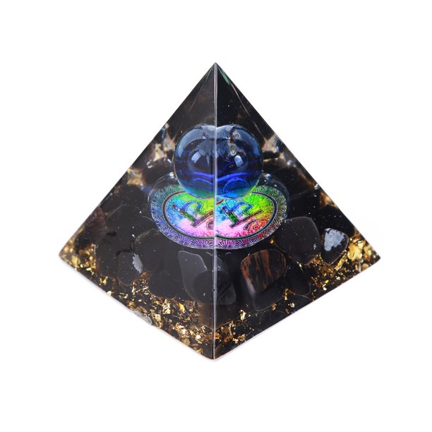 Decorativa Pirámide de orgonita natural Cristal Energía Reiki Chakra Piedra de meditación (C) Likrtyny Decoraciones