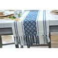 thumbnail image 5 of Boho Long Dining Table Runner with Tassels 14x90 Inches, Navy Blue & Cream | Woven Washable Dresser Scarf | Farmhouse Cotton Console Table Cover with Fringe, 5 of 9