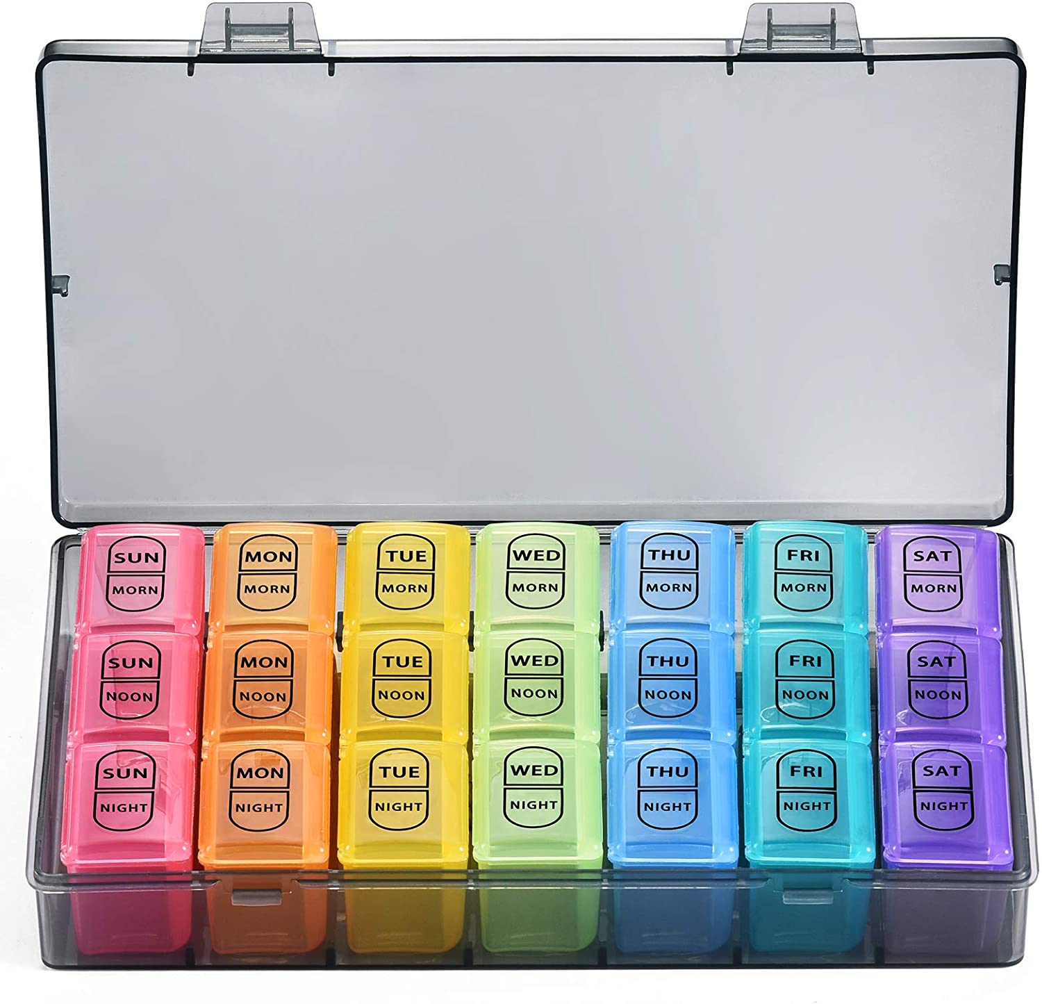 Weekly Pill Organizer 3 Times a Day, Travel Friendly Pill Box 7 Day with Large Compartments and Sturdy Design, Portable Medication Reminder for Vitamins/Fish Oils/Supplements (Black) | Walmart Canada Weekly Pill Organizer 3 Times a Day, Travel Friendly Pill Box 7 Day with Large Compartments and Sturdy Design, Portable Medication Reminder for Vitamins/Fish Oils/Supplements (Black) | Walmart Canada