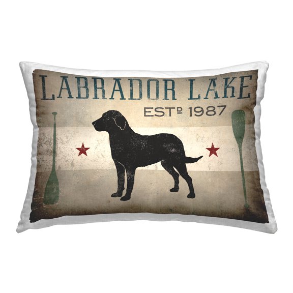 Stupell Industries Vintage Labrador Lake Decorative Printed Throw Pillow, 14 x 20