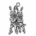 thumbnail image 1 of Sterling Silver 18" .8mm 3D Bunny Rabbit Couple Ice Skating Crossed Arms Pendant Necklace, 1 of 2