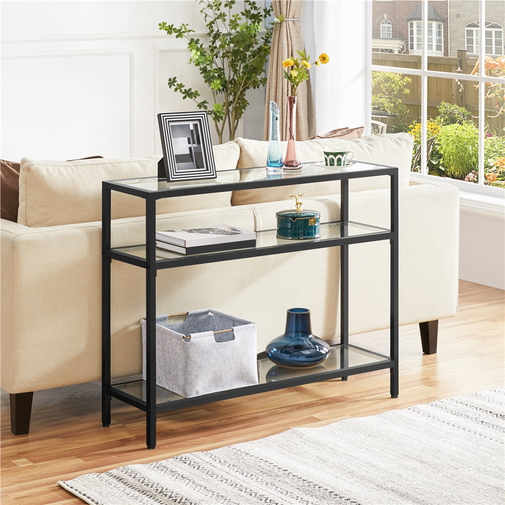 Dolls House Modern Black Console Table Contemporary Hall Living Room Furniture 