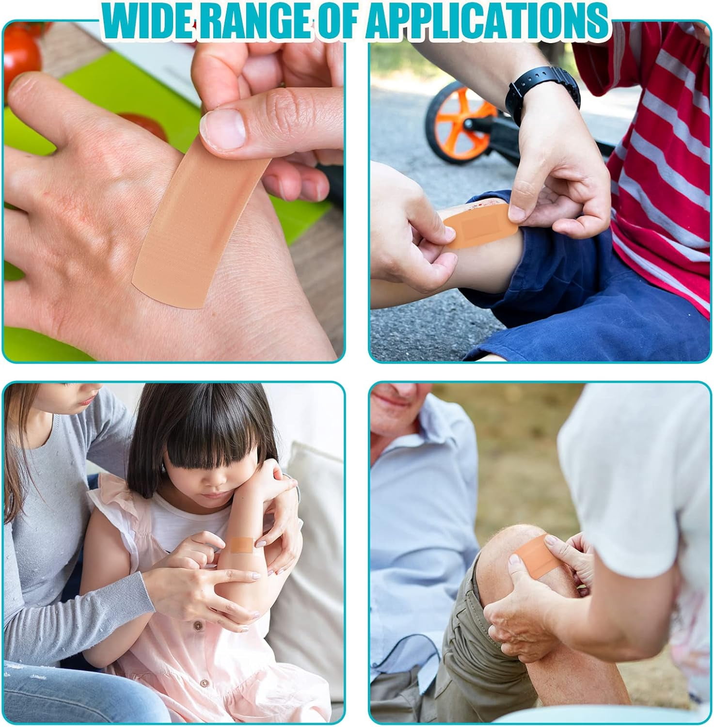 720 Pcs Assorted Bandages Variety Styles Flexible Fabric Adhesive Breathable Fingertip Knuckle Spot Bandages Bulk Waterproof for Arms Knees First Aid Wound Care Scrapes Blister