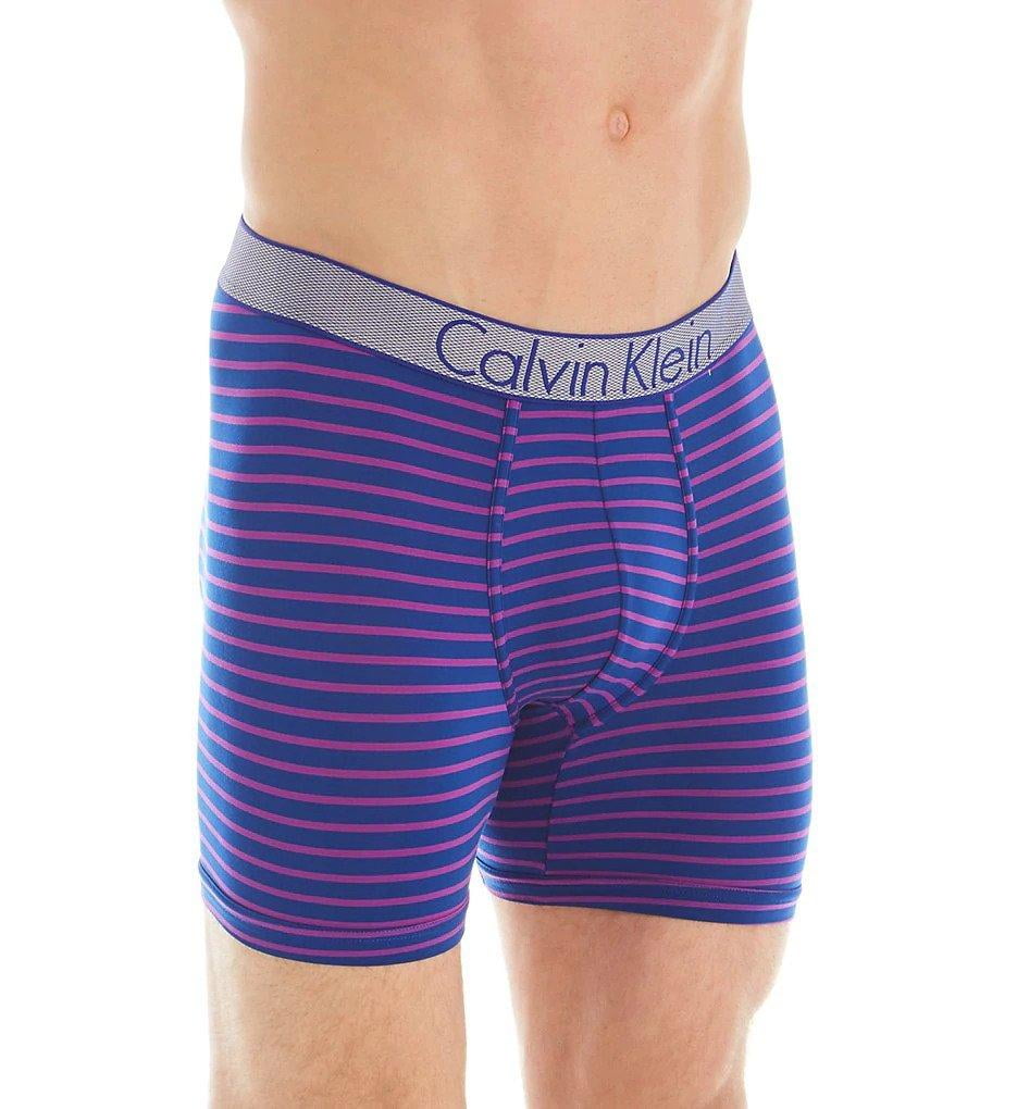 Calvin Klein Men's Underwear Customized Stretch Microfiber Boxer Briefs  (Small, Open Ocean/Jubile Stripe) 