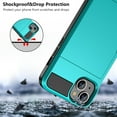 thumbnail image 6 of Case Compatible with iPhone 15 with Card Holder, Dual Layer Shockproof Wallet Phone Case Hidden Card Slot Sliding Protective Hard Shell Back Cover Slim Case for iPhone 15, 6.1 Inch Sky Blue, 6 of 14
