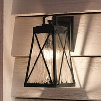 Urban Ambiance Luxury Coastal Outdoor Wall Light, Size: 11-1/2"H x 6"W, with Transitional Style Elements, Midnight Black Finish and Clear Water Shade, UHP1051