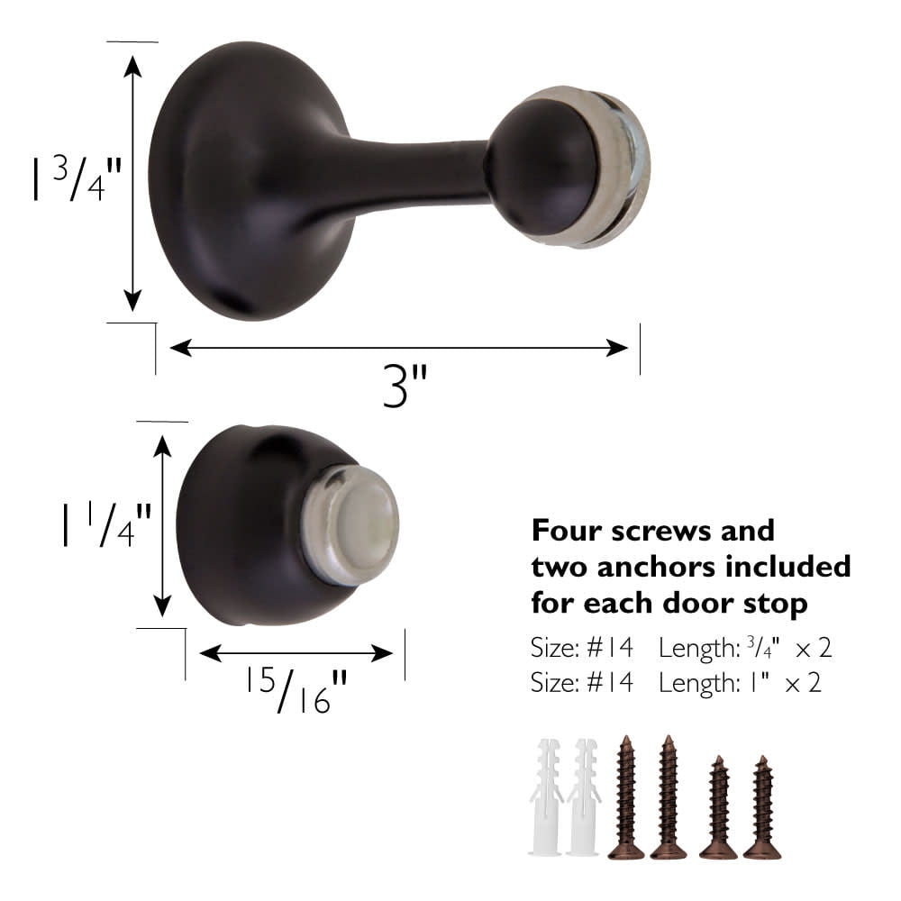 Design House 4-Pack Oil Rubbed Bronze Magnetic Door Stops for Interior Use