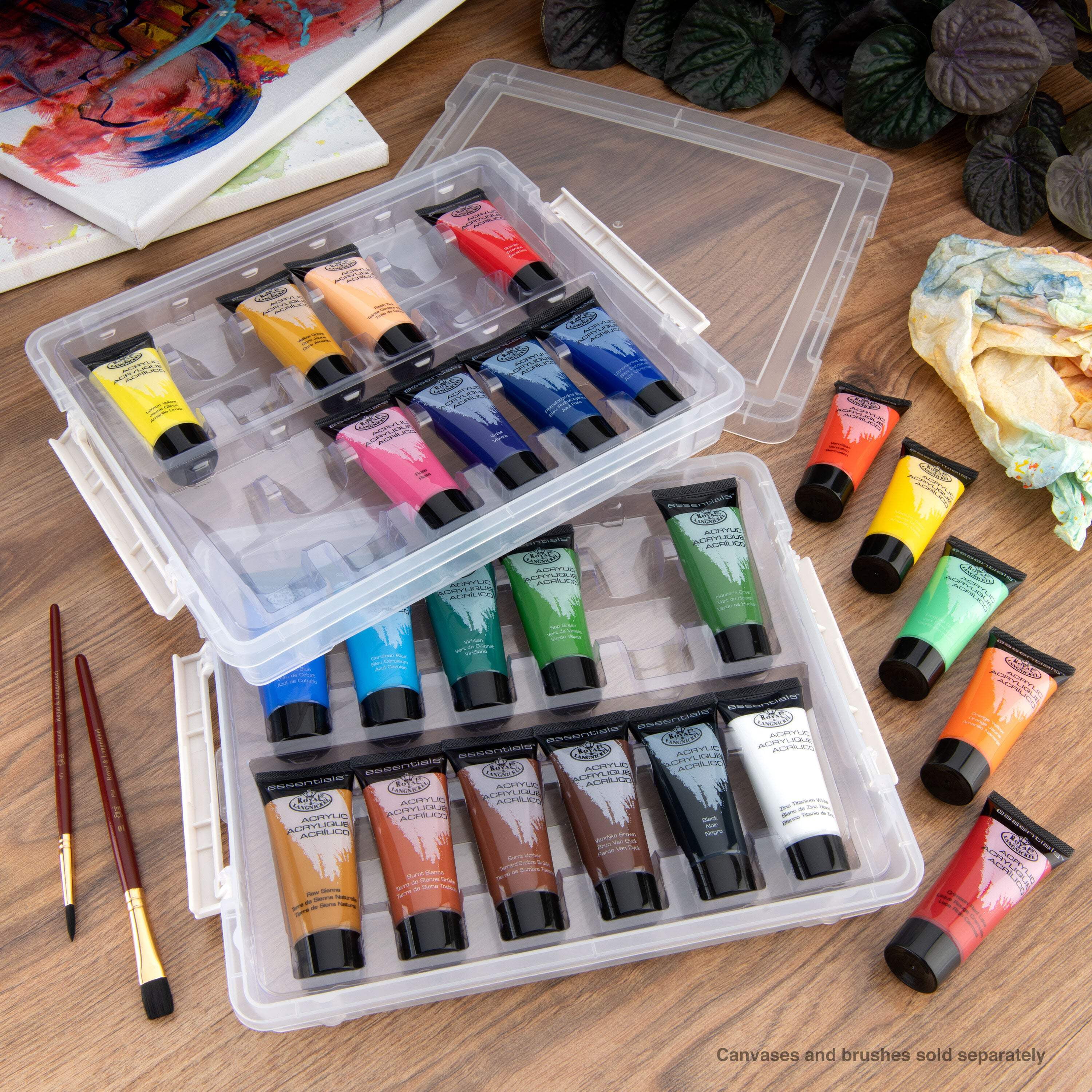 Royal & Langnickel Essentials 22ml 24 color Artist Acrylic Paint with storage case
