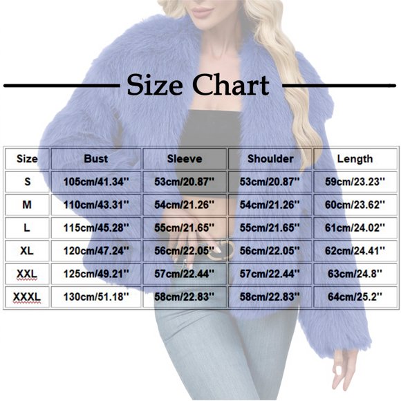 Gpaecead Women's Long Sleeve V-Neck Faux Fur Coat, Winter Warm Open Front Cardigan Style Blue