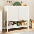 thumbnail image 2 of Garvee Farmhouse Console Table with Storage - 2 Fluted Door Cabinet, Entryway Sofa Table & Buffet Sideboard for Living Room, Dining Room & Hallway - Rustic White Wooden Shelf & Cabinet, 2 of 8