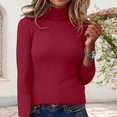 thumbnail image 4 of Sweaters for Women High Neck Pullover Sweater Slim Fit Long Sleeve Knitted Turtleneck Top Soft Warm Casual Winter Fall Blouse, 4 of 6