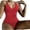Red, variant on Women's One Piece Swimsuit with Underwire Plus Size Tankini Swimsuits Fashion Wide Straps V Neck Bathing Suits (Red L)