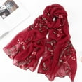 thumbnail image 2 of Discount! Fdelink Women Embroidery Chiffon Scarf Hijab Wrap Shawls Headband Hijabs Scarf Wh Women Scarf ( Red), 2 of 2