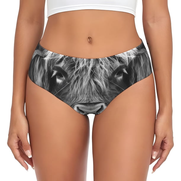 Balery Geometric Bull Design Ropa Interior de Algodón para Mujer con Dibujo – Braguitas Cómodas y Elásticas, Estilo Clásico-Small