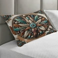 thumbnail image 2 of Ambesonne Rustic Quilted Pillowcover, Southwestern Wreath Ethnic, 30" x 20", Turquoise Redbrown and Tan, 2 of 2