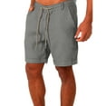 thumbnail image 1 of Men's Summer Casual And Fashionable Solid Patchwork Cotton And Linen Shorts, 1 of 5