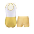 thumbnail image 2 of Rswnyirn Kids Girls Gymnastics Training Suit Glittery Rhinestones Skating Leotard with Shorts Set Yellow 12, 2 of 5