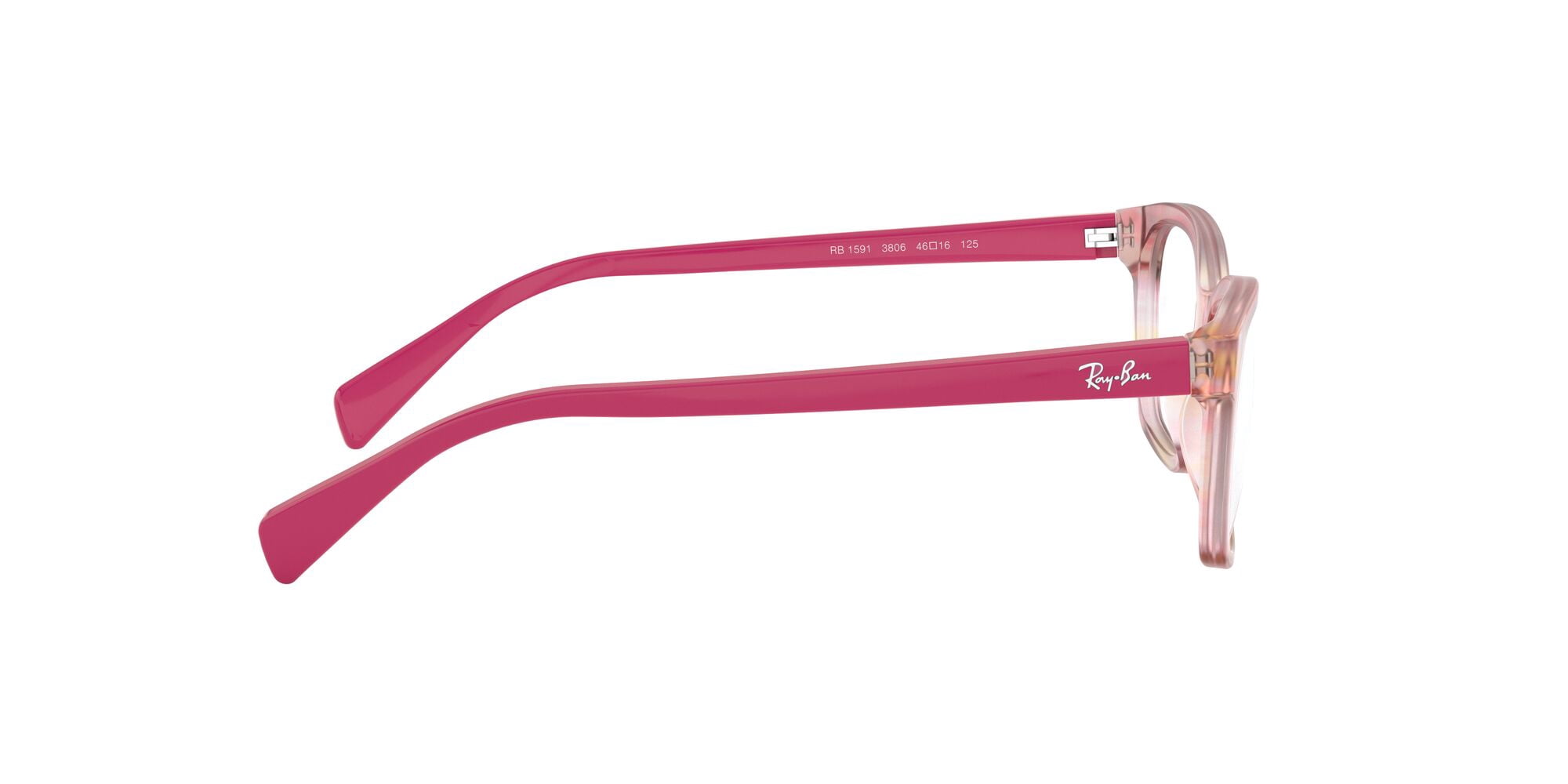 Ray-Ban Youth 0RY1591 Prescription Eyeglasses with Case, Size 46, Demo Lens/Fuxia Striped Multicolor