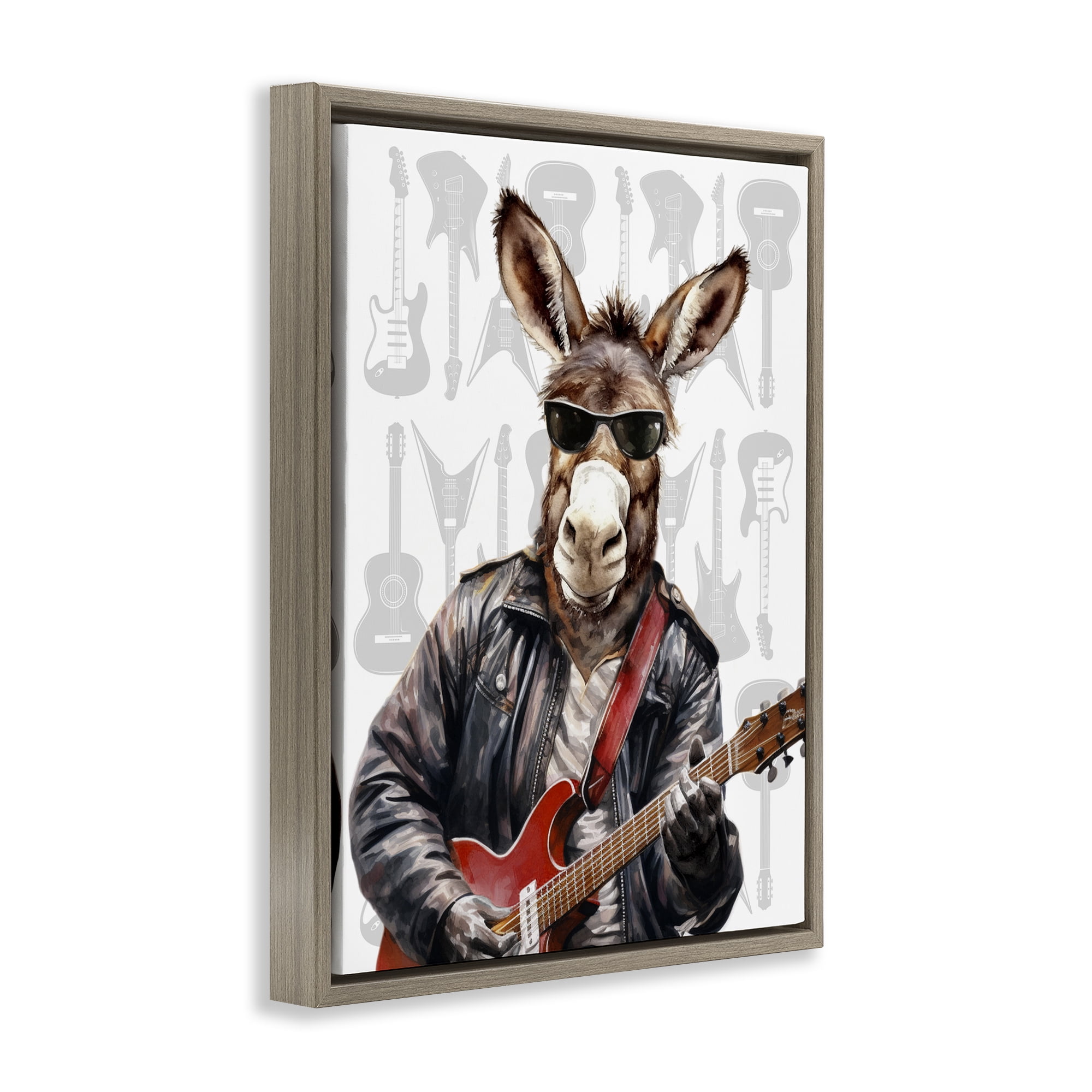 Stupell Industries Performing Musician Donkey Brown Framed Floater Canvas Wall Art, design by CAD Designs