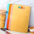 thumbnail image 4 of Baikai Kitchen Cutting Board, Stainless Steel Gold Durable Chopping Board, Butcher Block Board with Easy Grip Handle for Meat, Fruit, Vegatable, Cheese (14 x 10 inch), 4 of 5