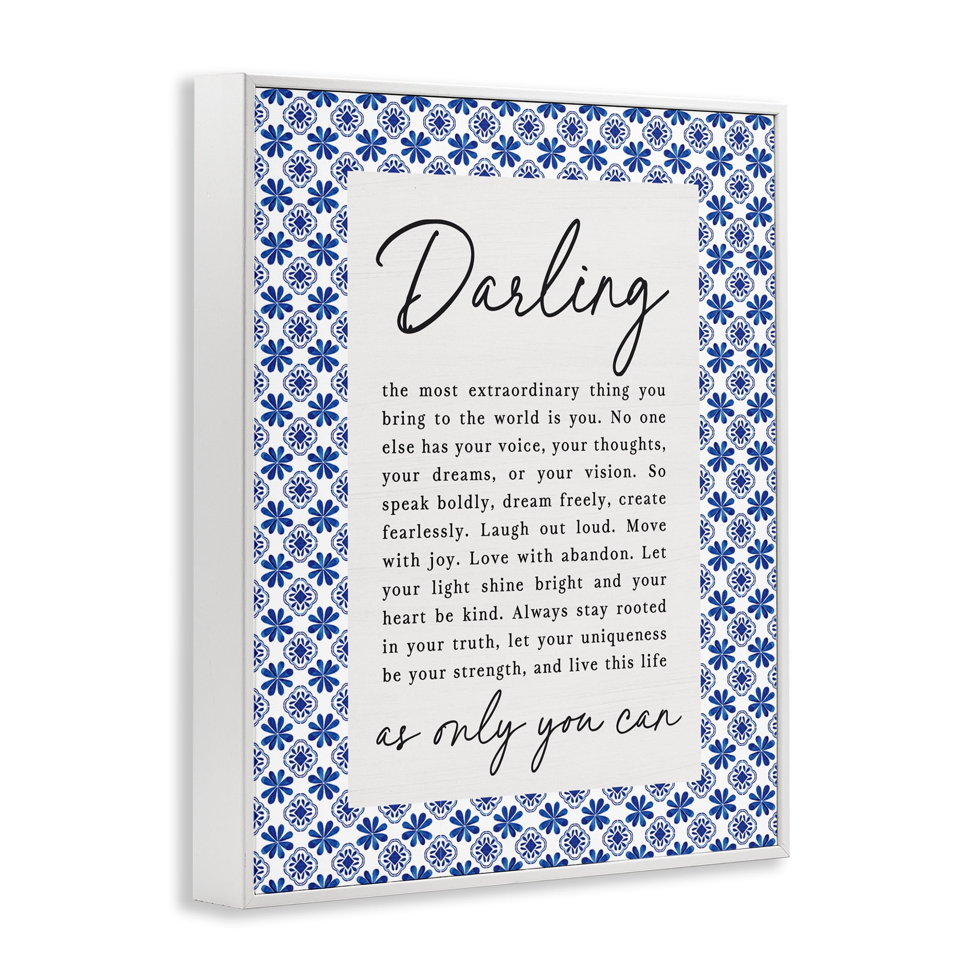 Darling Only You Can Inspiring White Framed Giclee Art, design by Lettered and Lined