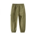 thumbnail image 3 of uublik Boys' Girls' Pants Size 3T-8 Fleece Lined Sweatpants Casual Trendy Workout Sweat Pants Fall Winter Workout Trousers Army Green, 3 of 3