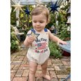 thumbnail image 6 of BemeyourBBs Newborn Baby My First 4th of July Outfit Baby Boy Girl Patriotic Independence Day Outfit Summer Bubble Romper Overalls Letter USA Flag Embroidery Sleeveless Jumpsuit Overalls, 6 of 9