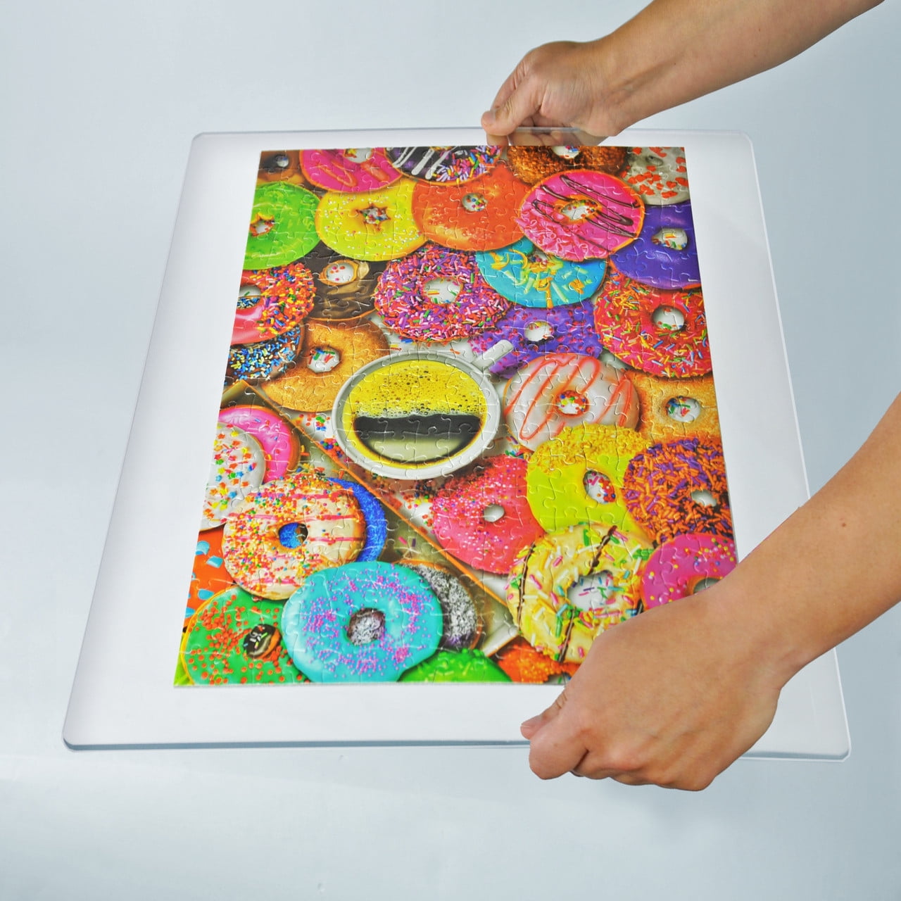 Clear Plastic Jigsaw Puzzle Board, Portable Puzzle Saver, Size 18" x 24" with rounded corners, up to 750 pieces
