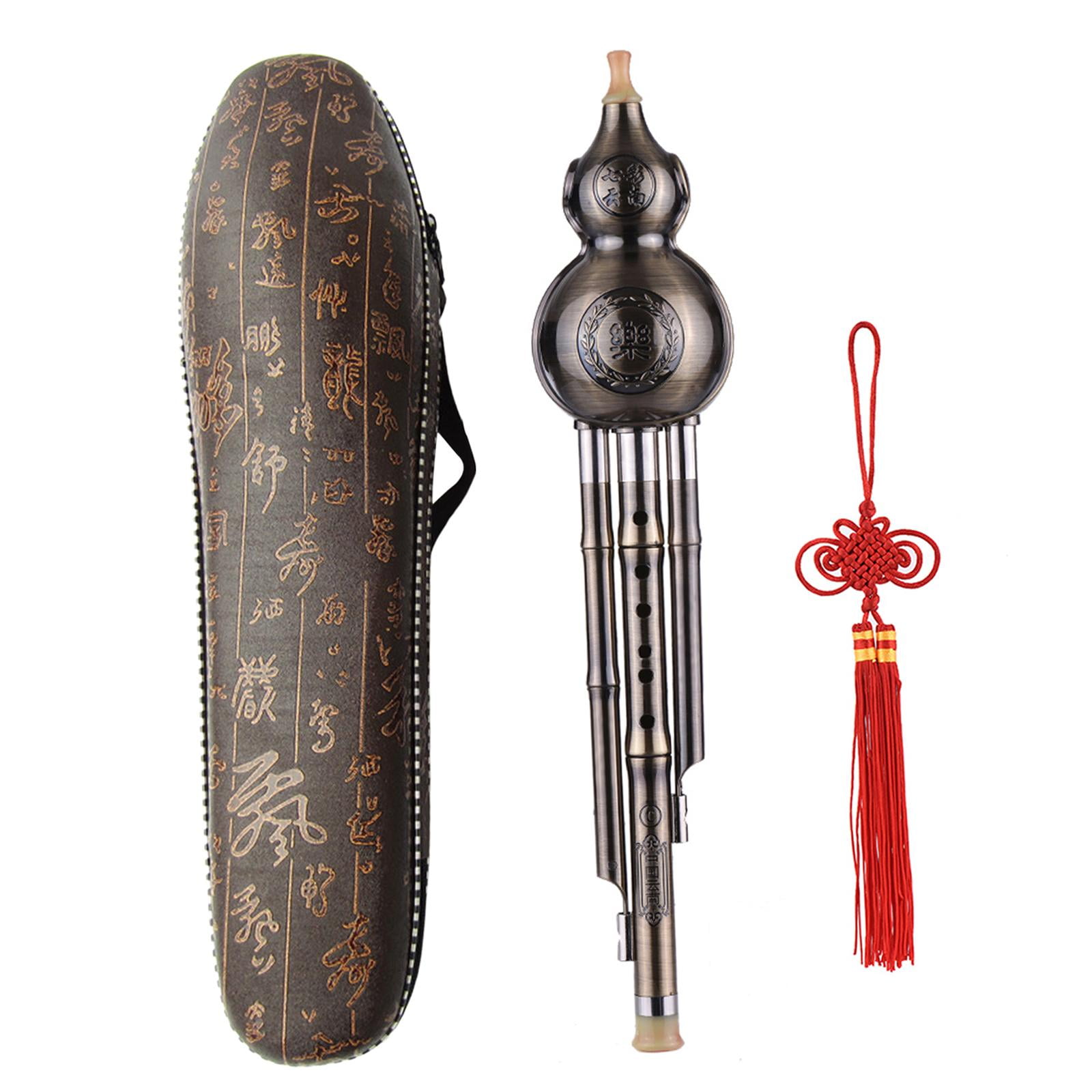 Flute, Flute Instrument Cucurbit Flute with Case,Metal Flute Ethnic Musical Instrument,C keys b