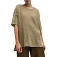 thumbnail image 6 of Womens Oversized T Shirts, Short Sleeve Shirts for Women Summer Casual Loose Fit Solid Color Side Slit Crewneck Tees Fall Clothes, 6 of 6