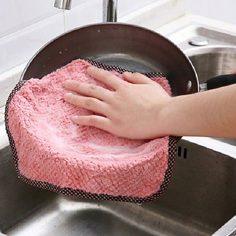 HEVIRGO Kitchen Washcloths Super Absorbent Cleaning Cloth Car Dishwashing  Hangable Rag Soft Towel, Beige