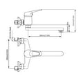 thumbnail image 3 of Black Wall Mounted Kitchen Sink Mixer Taps 20cm Swivel Spout Brass Single Lever;, 3 of 6