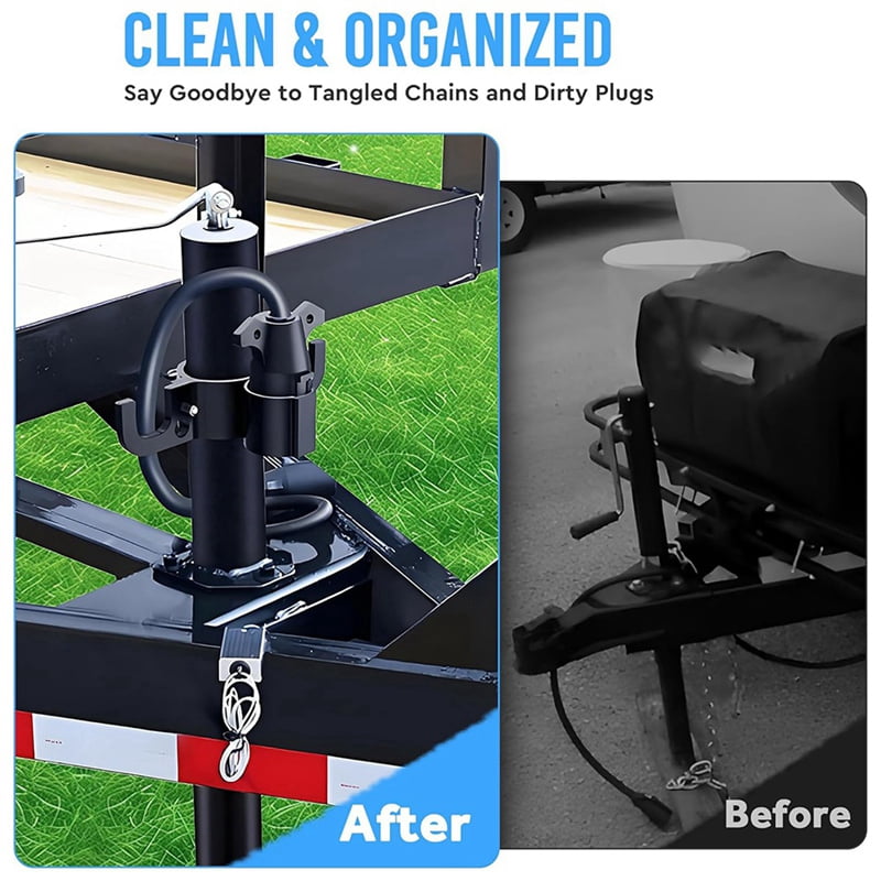 Trailer Towing Organizer 7 Way Plug Heavy Duty Trailer Chain Wire Harness Holder Anti-Rust RV Accessories