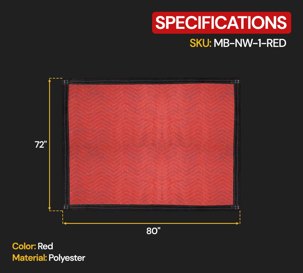 thumbnail image 2 of 6 Pack 72" x 80" Heavy Duty Moving Blankets for Furniture & Appliances Protection - Red Non-Woven Zig-Zag Stitching Quilted Furniture Pads for Packing, Storage & Cargo Protection, 2 of 9