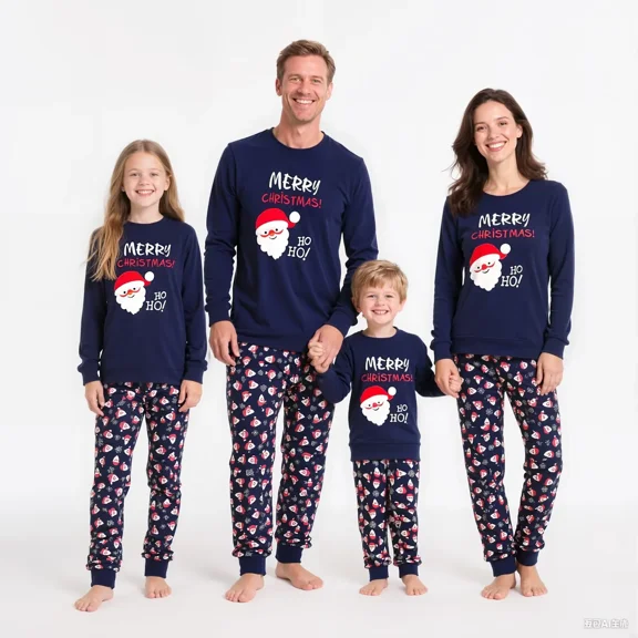 HYCLES Christmas Family Pajamas Sets Matching for Christmas Party for Men Women Kids Santa PJS Sleepwear