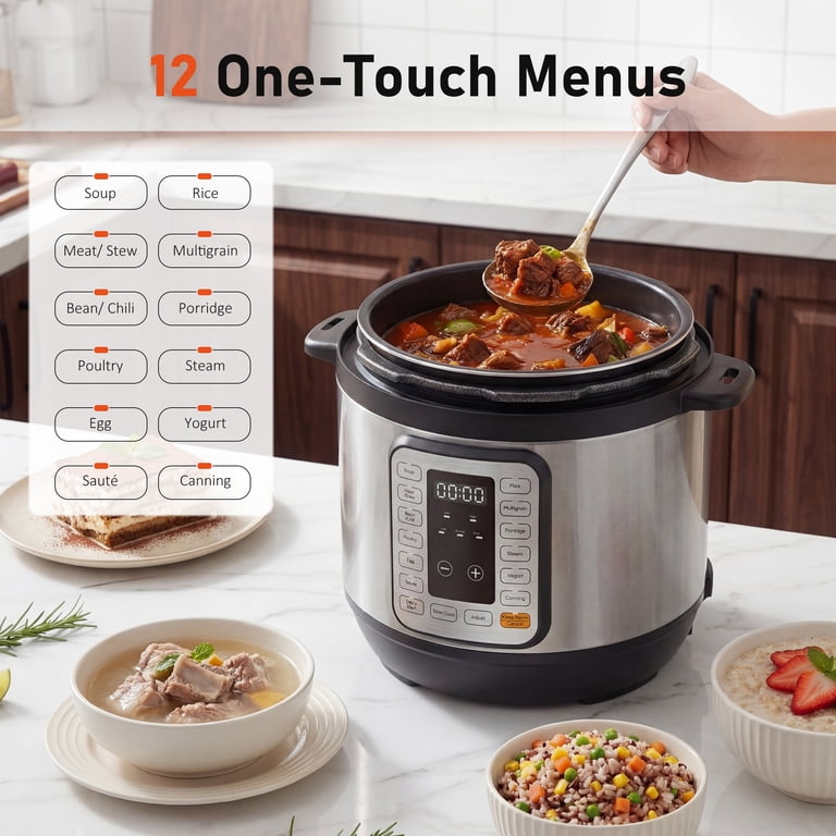 EDX Instant Cooker 8 Quart 7-in-1 Electric Pressure Cooker Multi