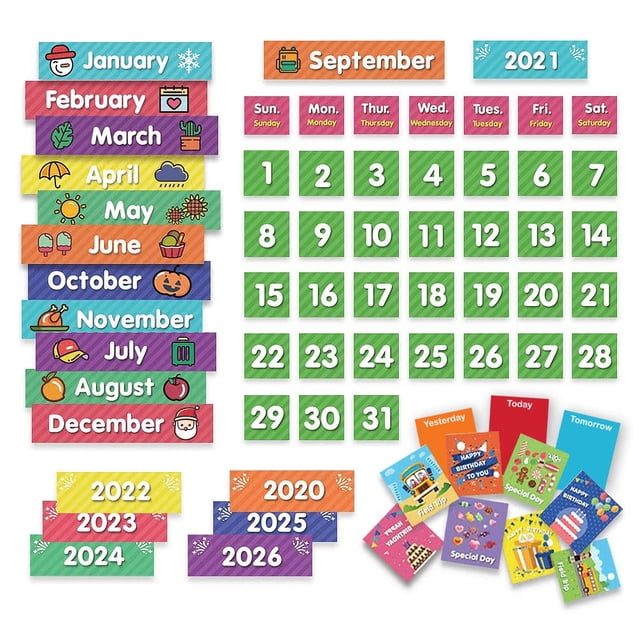 Eamay Calendario Tarjetas de bolsillo y kit de tarjetas de calendario de aula para educación en casa -71 tarjetas (71)