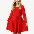 thumbnail image 2 of Staki Winter Dresses for Toddler Girls Toddler Girl Cotton Linen Dress Long Sleeve Ruffle Fall Dress Kids Dresses Casual Clothes(Red,6-8 Years), 2 of 7
