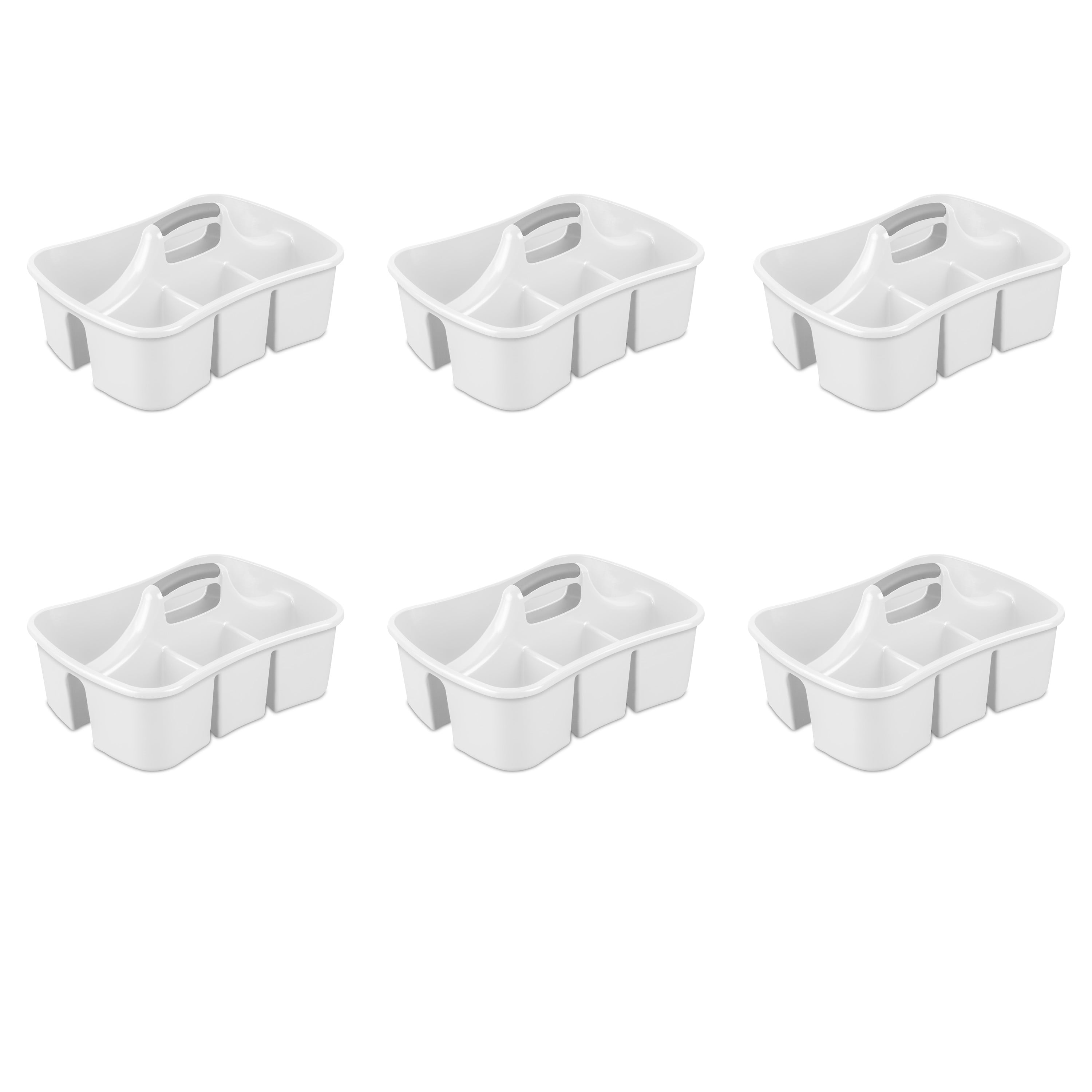 Sterilite Divided Ultra™ Caddy Plastic, White, Set of 4