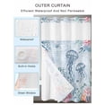 thumbnail image 4 of No Hook Shower Curtain with Snap-in Liner, Blue Jellyfish Coastal Waterproof Fabric Bathroom Curtains, Beach Nautical Ocean Coral Seahorse Bath Curtains & Mesh Top Window 72"x84" Long, 4 of 9